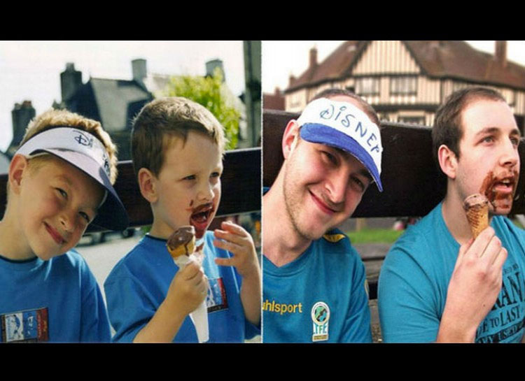 22 fotos familiares recreadas años después que te harán reír a carcajadas