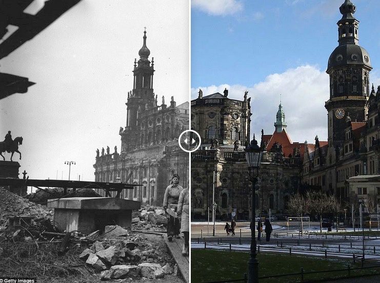Espectaculares E Increíbles Imágenes De Cómo Estaba La Ciudad De Dresde Tras El Bombardeo Aliado Y Como Es Ahora.