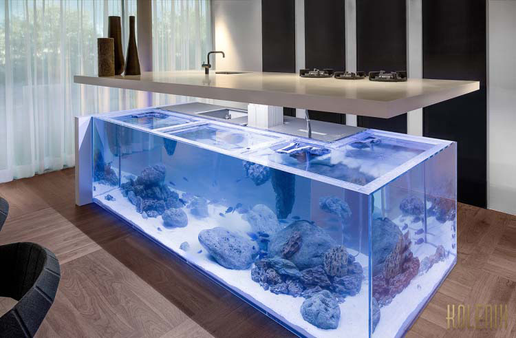 Este increíble acuario con una encimera de cocina está sorprendiendo a todo el mundo