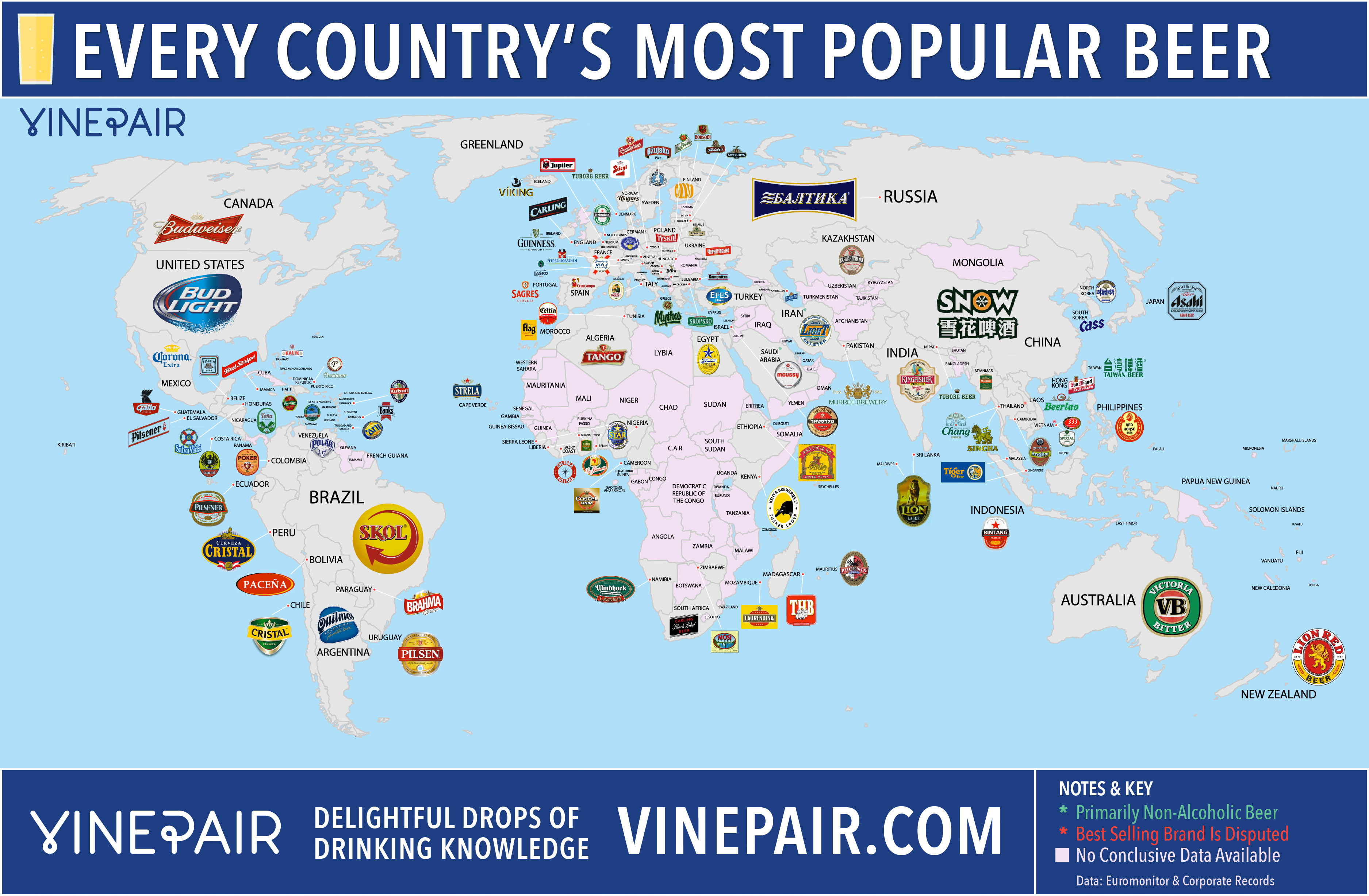 ¿Cuál es la cerveza más popular en tu país (y en todos los países del mundo)?