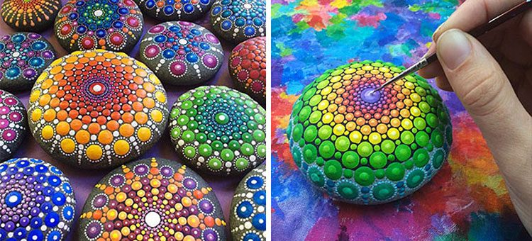 Esta artista convierte piedras en pequeños mandalas pintando INCREÍBLES patrones a mano 1