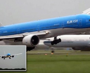 Este es el terrible momento en el que un avión de KLM aterriza en mitad de una violenta tormenta