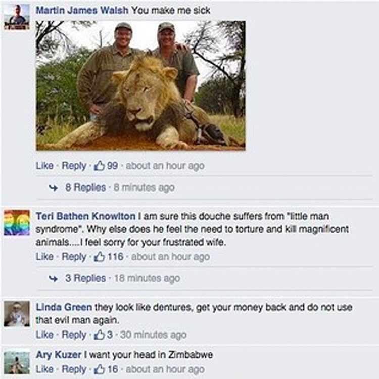 La indignación de Internet fuerza al dentista que mató al león Cecil a cerrar su clínica dental