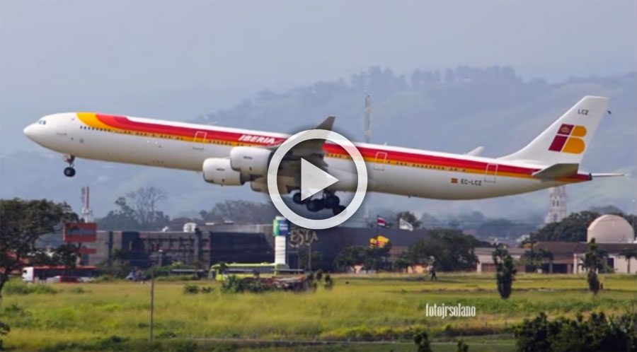 IMPRESIONANTE vídeo del aterrizaje de un avión en San José, Costa Rica