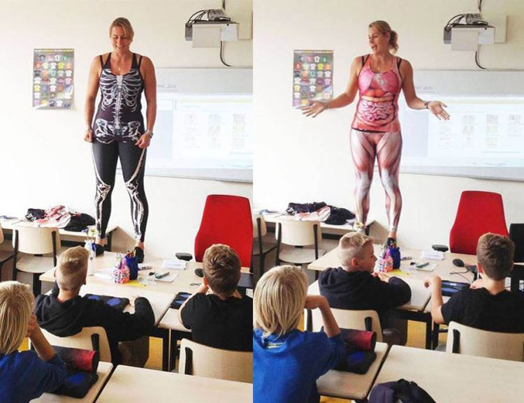 Esta maestra se desnuda para enseñar a sus estudiantes sobre el cuerpo humano. ¡WOW!