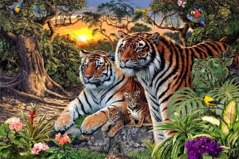 Pensaba que había cuatro tigres en esta pintura, pero tras un segundo vistazo... Me quedé SORPRENDIDO