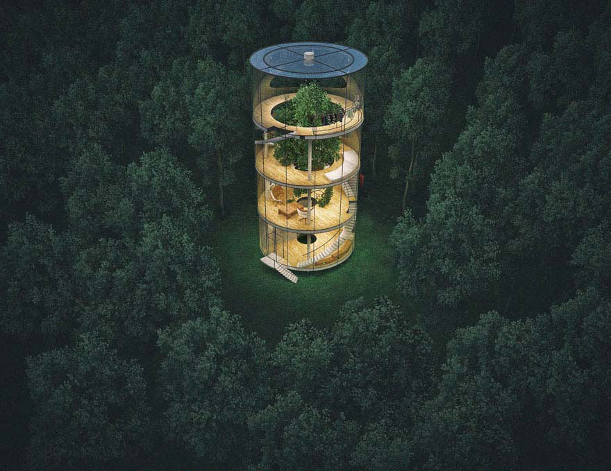 Conoce la impresionante 'casa tubular de cristal" que está construida alrededor de un árbol