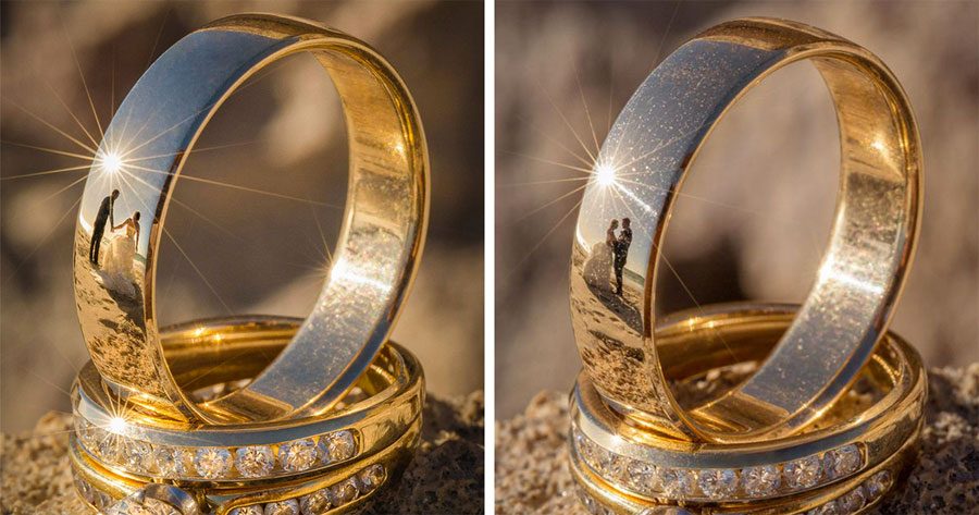 Toma una foto del anillo de bodas de una pareja. Lo que captura es absolutamente impresionante