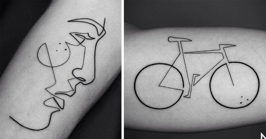 Estos asombrosos tatuajes creados usando una sola línea continua sorprenden a todo el mundo 1