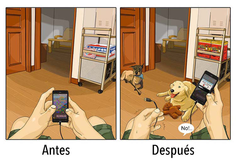 8 dibujos que nos dicen cómo es la vida antes y después de tener un perro