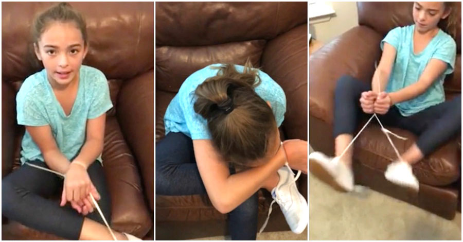 Esta niña muestra cómo escapar de unas abrazaderas de plástico usando sólo los cordones de los zapatos 1