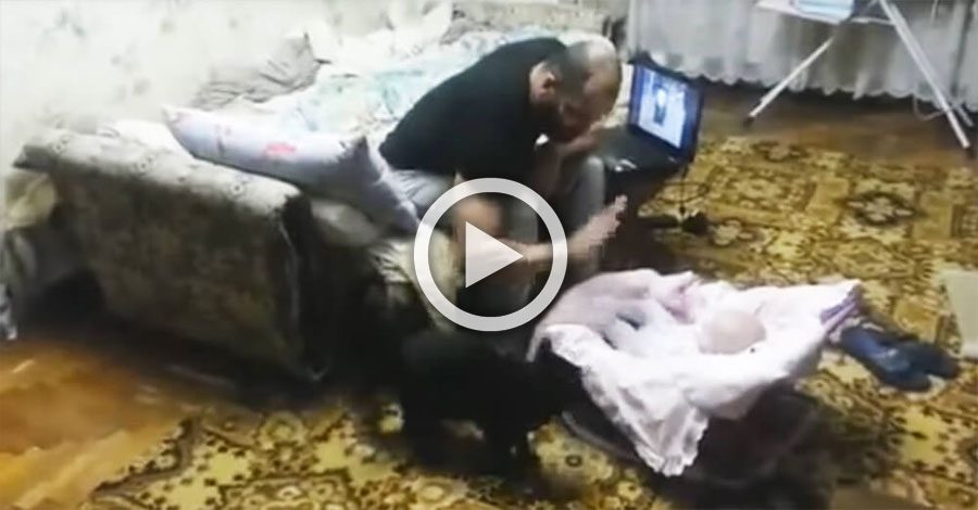 Un hombre golpea la cuna del bebé, ahora mira lo que hace el gato...
