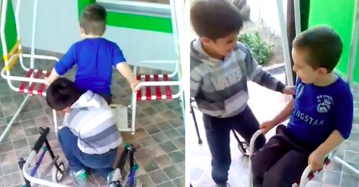 El vídeo del niño que está sorprendiendo al mundo por su bondad con otro niño discapacitado