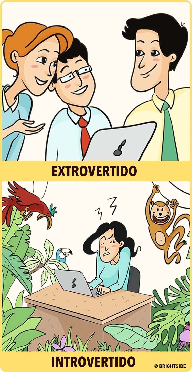 8 ilustraciones que muestran cómo los introvertidos y los extrovertidos ven el mundo