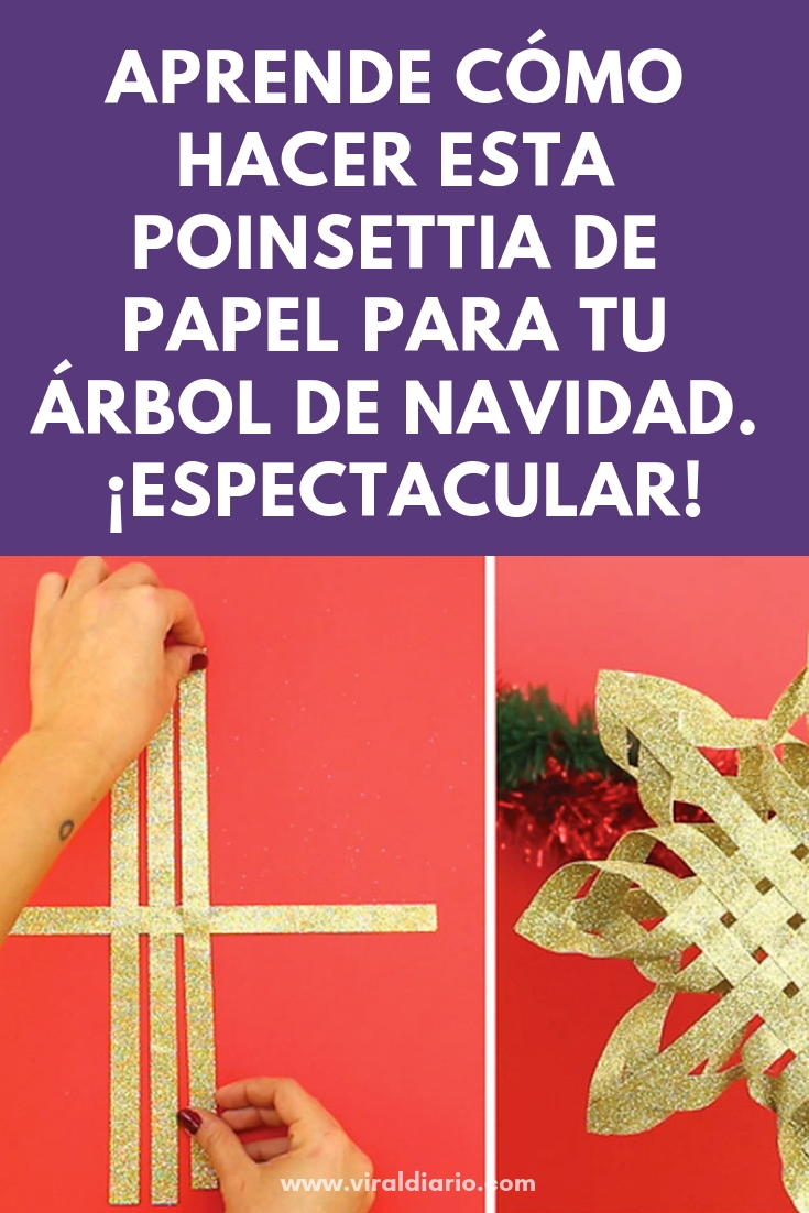 Aprende cómo hacer esta Poinsettia de papel para poner en tu árbol de Navidad. ¡Espectacular!