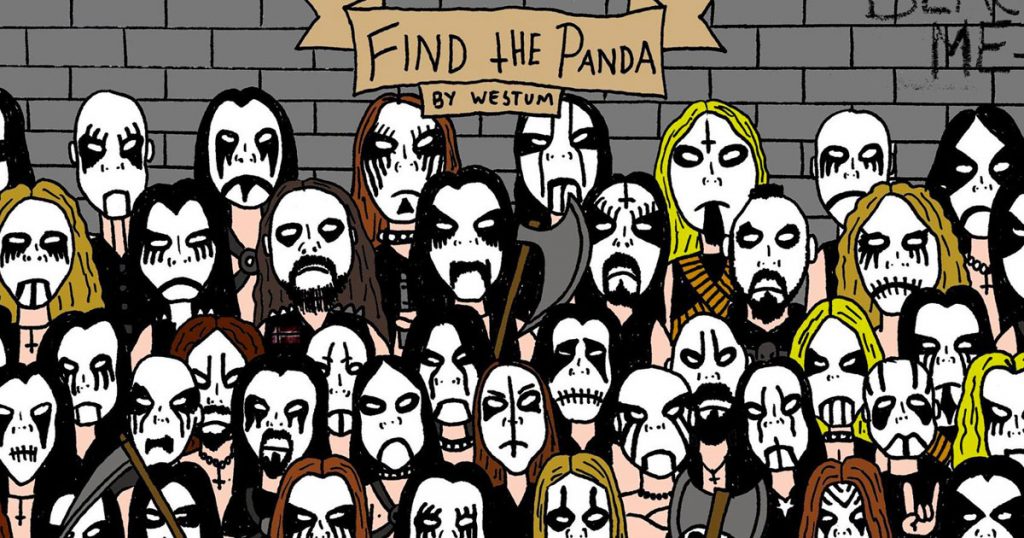 Encontrar un oso panda entre una multitud de fans del heavy metal es casi imposible. ¿Lo ves?