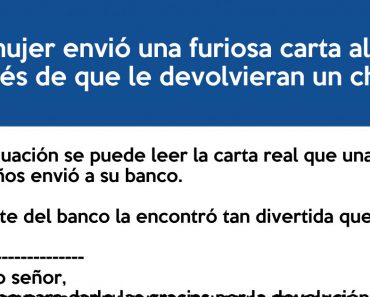 Después de que el banco le devolviera su cheque, decidió escribir esta carta. Su respuesta no tiene precio