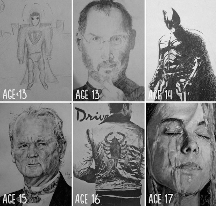 Artistas comparten el "antes y después" de la evolución de sus habilidades de dibujo tras años de práctica