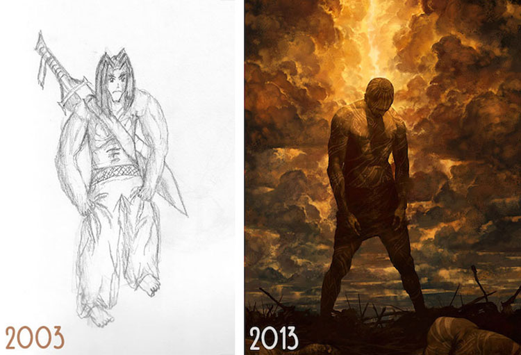 Artistas comparten el "antes y después" de la evolución de sus habilidades de dibujo tras años de práctica