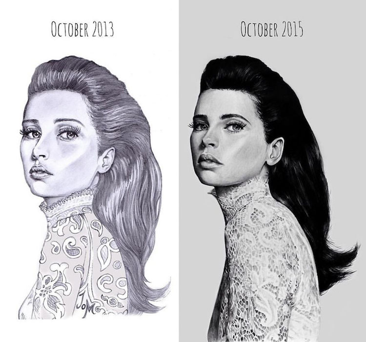 Artistas comparten el "antes y después" de la evolución de sus habilidades de dibujo tras años de práctica